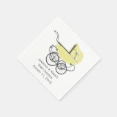 Serviette En Papier Papier de Baby shower Jaune Pram personnalisé (Coin)