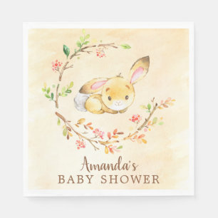 Serviette En Papier Papier de Baby shower neutre de lapin doux