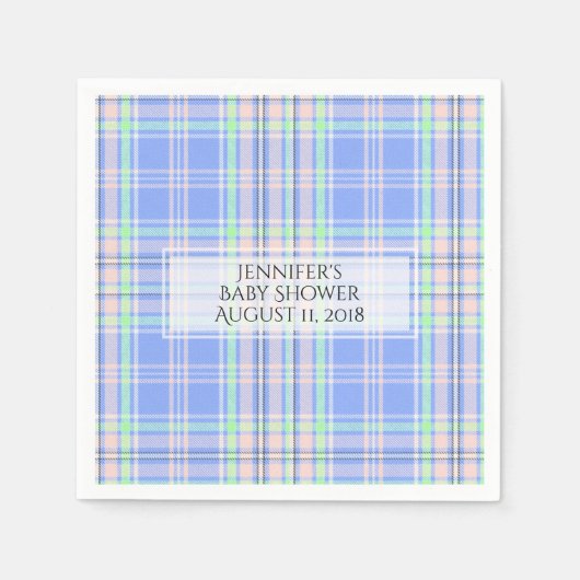 Serviette En Papier Papier de Baby shower Pastel Plaid (Devant)