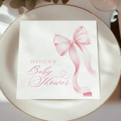 Serviette En Papier Papier de Baby shower rose en ruban