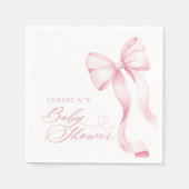 Serviette En Papier Papier de Baby shower rose en ruban (Devant)
