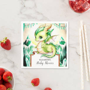 Serviette En Papier Papier de Baby shower Whimsical Cute Dragon