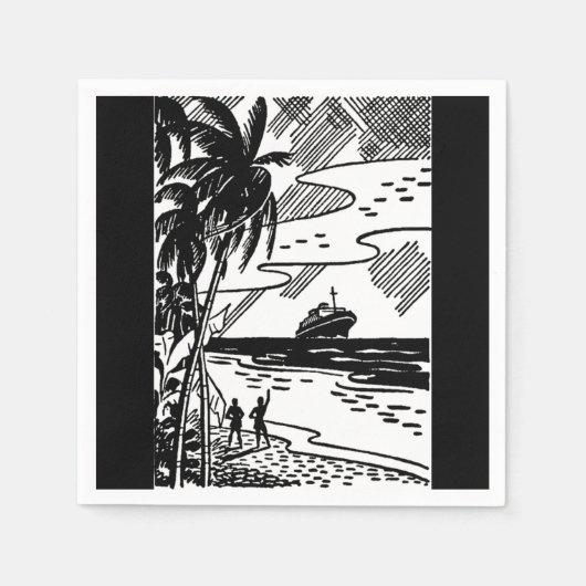Serviette En Papier Papier de bateau de croisière rétro Napkin (Devant)