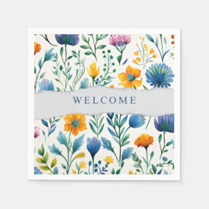 Serviette En Papier Papier de bienvenue aquarelle floral tropical colo