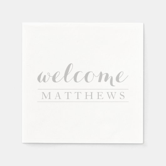 Serviette En Papier Papier de bienvenue gris simple élégant Napkin (Devant)