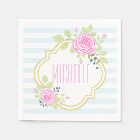 Serviette En Papier Papier de bleuet Rose (Devant)