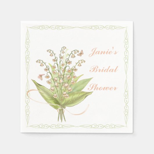 Serviette En Papier Papier de bouquet à fleurs roses encadrées Napkin (Devant)