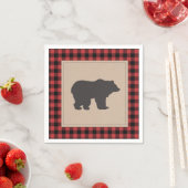 Serviette En Papier Papier de bûcheronnerie Napkin Rouge Noir Plaid à  (En situation)