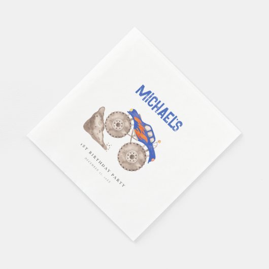 Serviette En Papier Papier de camion Monster bleu vif Napkin (Coin)