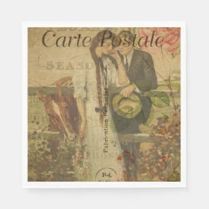 Serviette En Papier Papier de carte postale français Napkin