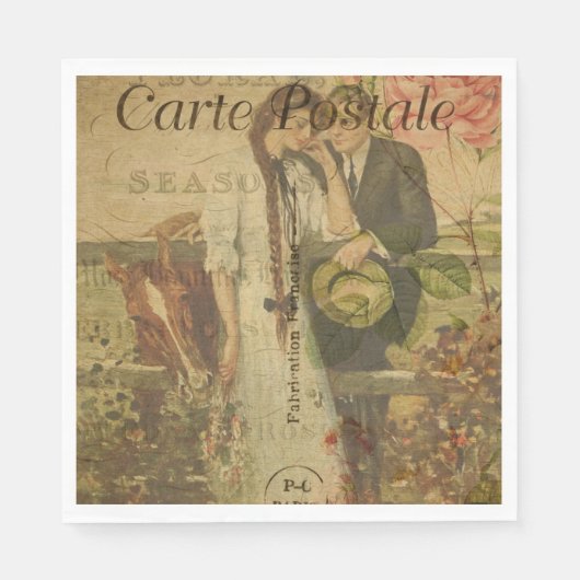 Serviette En Papier Papier de carte postale français Napkin (Devant)