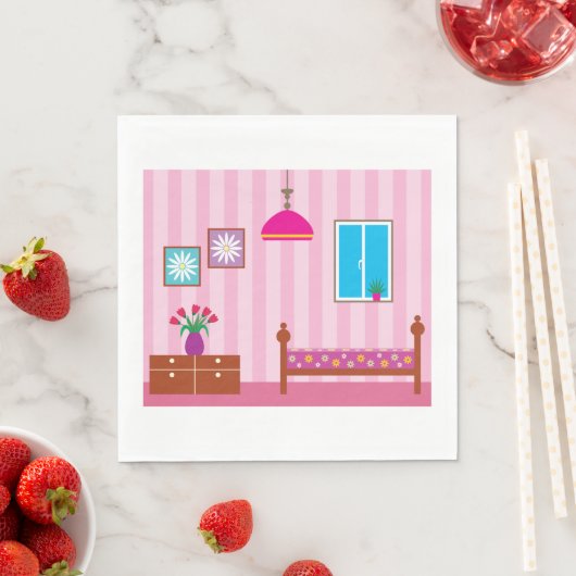 Serviette En Papier Papier de chambre rose (En situation)