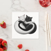Serviette En Papier Papier de chats Black White Love Napkins (En situation)