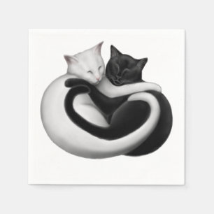 Serviette En Papier Papier de chats Black White Love Napkins