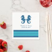 Serviette En Papier Papier de cheval de mer bleu turquoise (En situation)