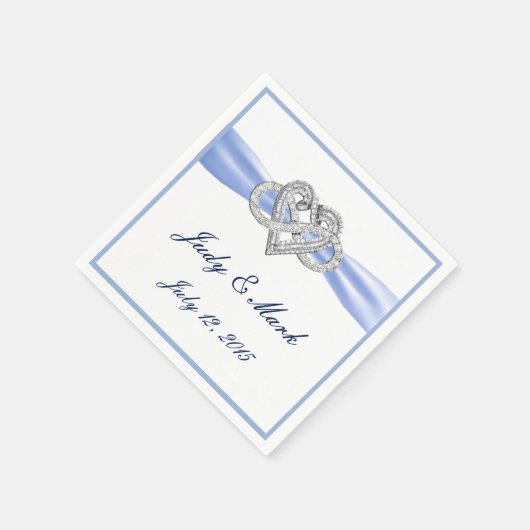 Serviette En Papier Papier de coeur bleu infini personnalisé serviette (Coin)