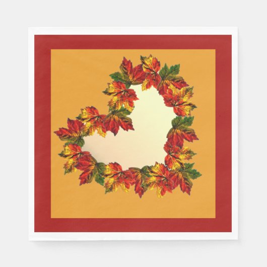 Serviette En Papier Papier de coeur feuille automne Napkin (Devant)