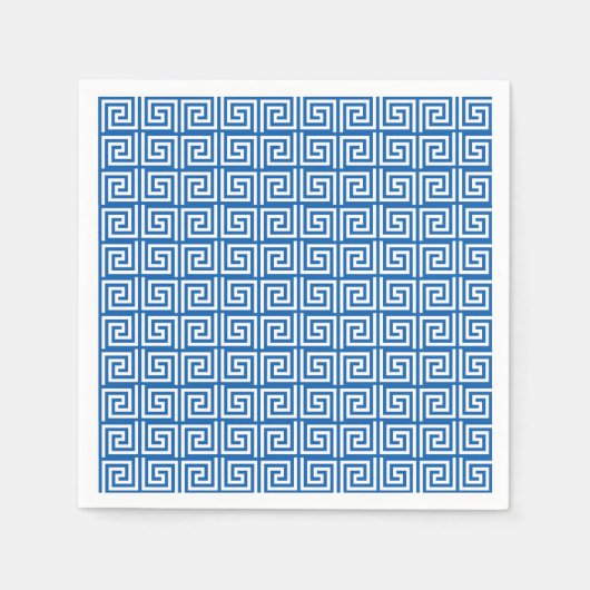 Serviette En Papier Papier de conception à clé bleu et blanc grec (Devant)