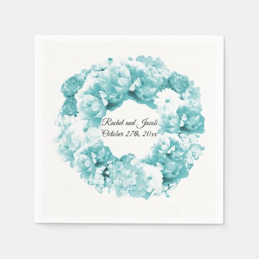 Serviette En Papier Papier de couronne bleu monochromatique Aqua (Devant)