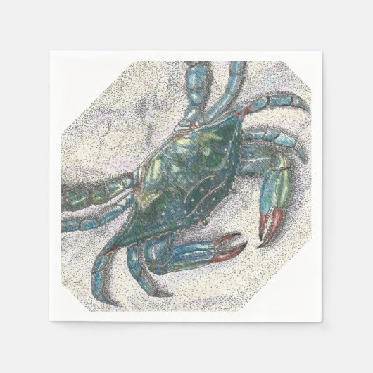 Serviette En Papier Papier de crabe bleu (Devant)