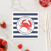 Serviette En Papier Papier de crabe rouge à rayures bleues marine (En situation)