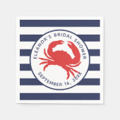 Serviette En Papier Papier de crabe rouge à rayures bleues marine (Devant)