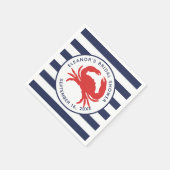 Serviette En Papier Papier de crabe rouge à rayures bleues marine (Coin)