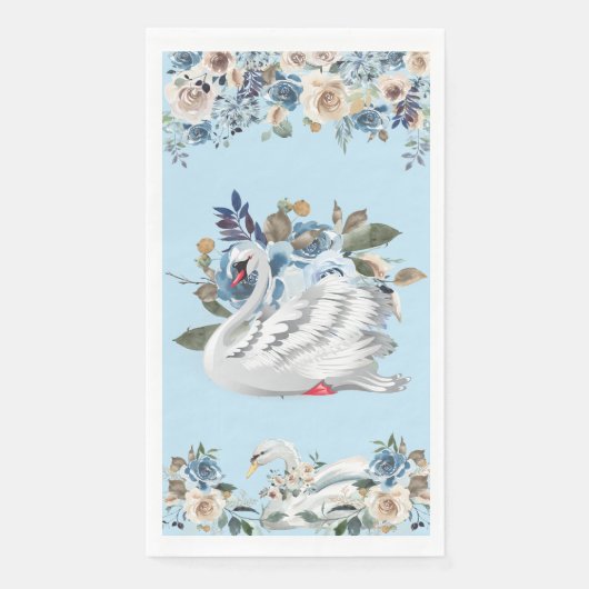 Serviette En Papier Papier de cygne bleu Napkin (Devant)