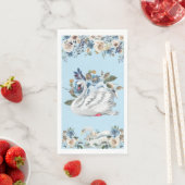 Serviette En Papier Papier de cygne bleu Napkin (En situation)