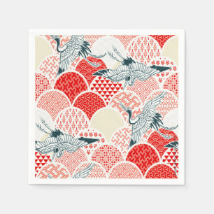 Serviette En Papier Papier de découpage de grue japonais Kimono blanc 