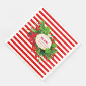 Serviette En Papier Papier de dîner rouge Noël rayé Napkin (Coin)