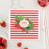 Serviette En Papier Papier de dîner rouge Noël rayé Napkin (En situation)