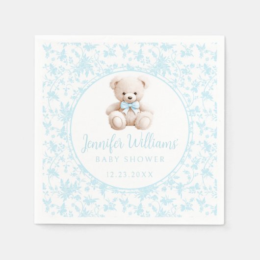 Serviette En Papier Papier de douche bébé ours en peluche à fleurs ble (Devant)