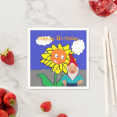 Serviette En Papier Papier de fête d'anniversaire Gnome et Tournesol (En situation)