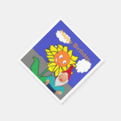 Serviette En Papier Papier de fête d'anniversaire Gnome et Tournesol (Coin)
