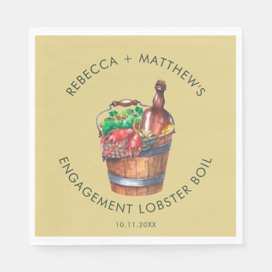 Serviette En Papier Papier de fête de fiançailles Lobster Boil (Devant)