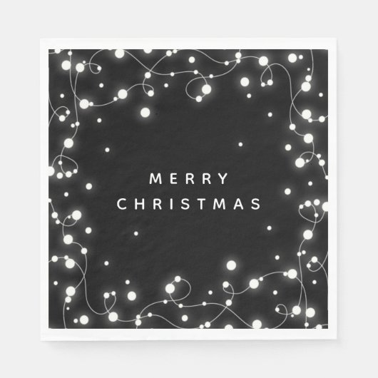 Serviette En Papier Papier de fête de Noël noir brillant (Devant)