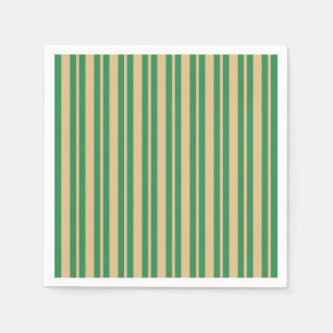 Serviette En Papier Papier de fête de Noël rayé beige vert