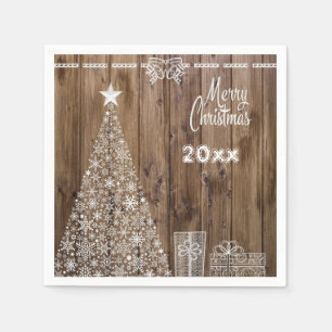 Serviette En Papier Papier de fête de Noël rustique Joyeux
