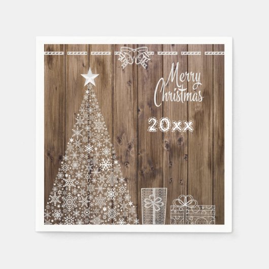 Serviette En Papier Papier de fête de Noël rustique Joyeux (Devant)