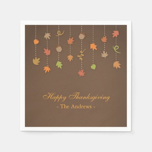 Serviette En Papier Papier de fête de Thanksgiving moderne élégant ser (Devant)