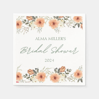 Serviette En Papier Papier de Fête des mariées à fleurs Terracota Napk