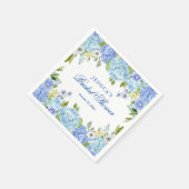 Serviette En Papier Papier de Fête des mariées bleu Hydrangea Floral G (Coin)