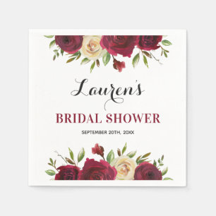 Serviette En Papier Papier de Fête des mariées d'hiver Floral Marsala 