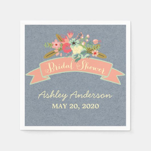 Serviette En Papier Papier de Fête des mariées Fleurs Rustiques (Devant)