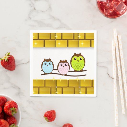 Serviette En Papier Papier de fête des mères Chouette de serviettes (En situation)