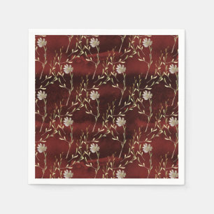 Serviette En Papier Papier de fête floral élégant Bourgogne Marsala