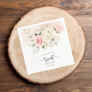 Serviette En Papier Papier de fête floral rose pour 16e anniversaire
