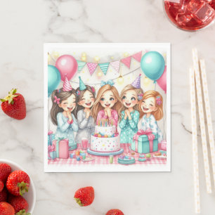 Serviette En Papier Papier de fête pyjama d'anniversaire mignonne Napk
