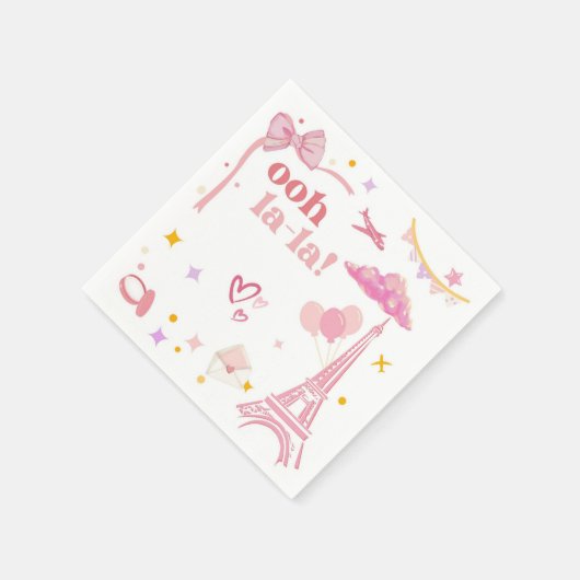 Serviette En Papier Papier de fête Tour Eiffel rose (Coin)